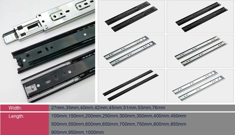 Furniture Accessories 40cm 42cm Cold Rolled Steel Telescopic Sliding Channel Drawer Slide