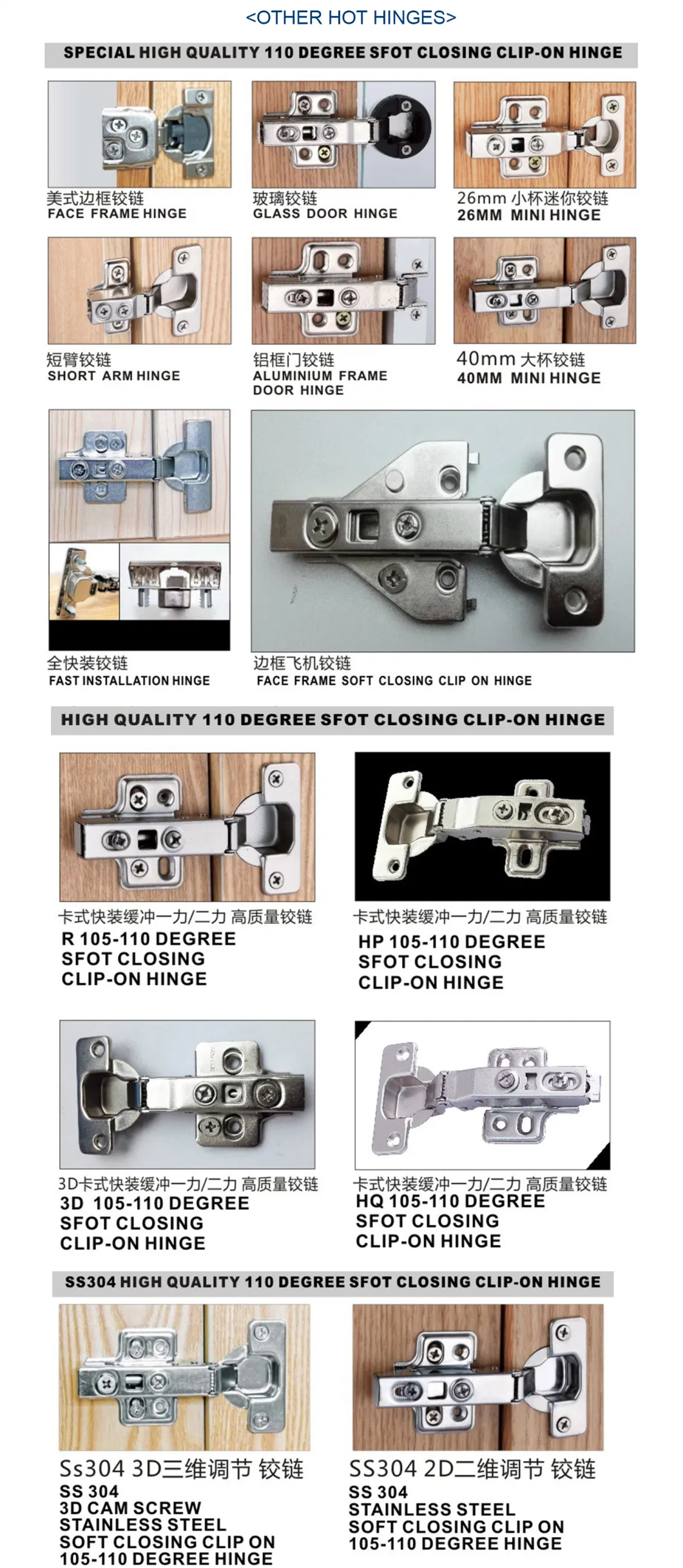 Furniture Hardware Wholesale Hydraulic Soft Close Concealed Door Hinge for Kitchen Cabinets